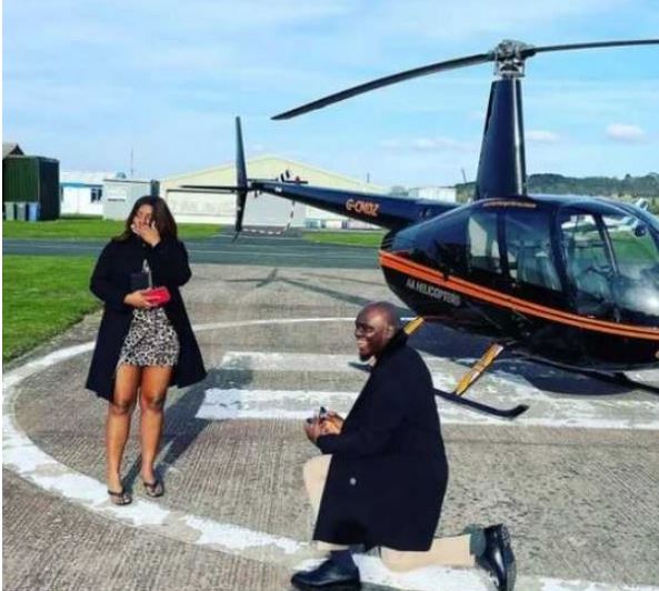 Nigerian Man Proposes To His Girlfriend Of 7 Years With Helicopter (Photo)
