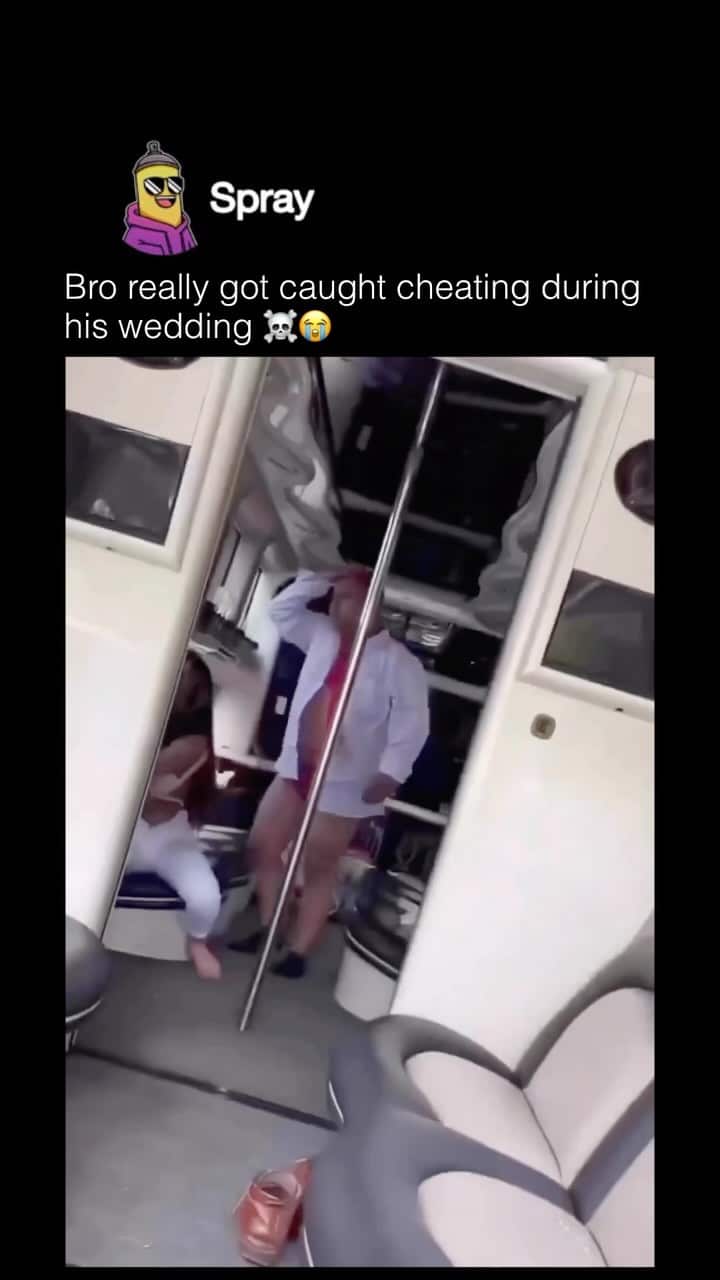 Bride catches groom pant down with two bridesmaids on their wedding day