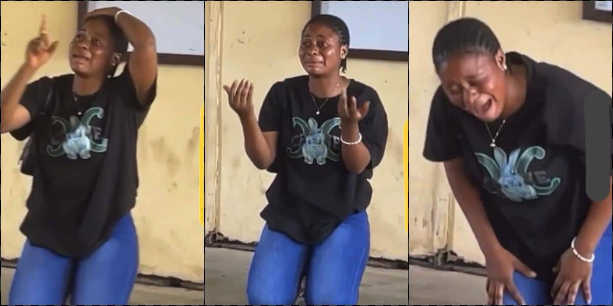 Lady Cries a River After Being Caught Doing Exam Malpractice