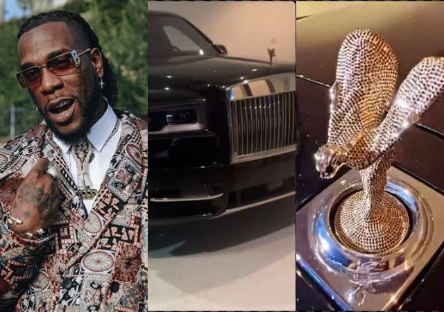 Singer Burna Boy Acquires New Rolls Royce With Diamond Customized Spirit of Ecstasy