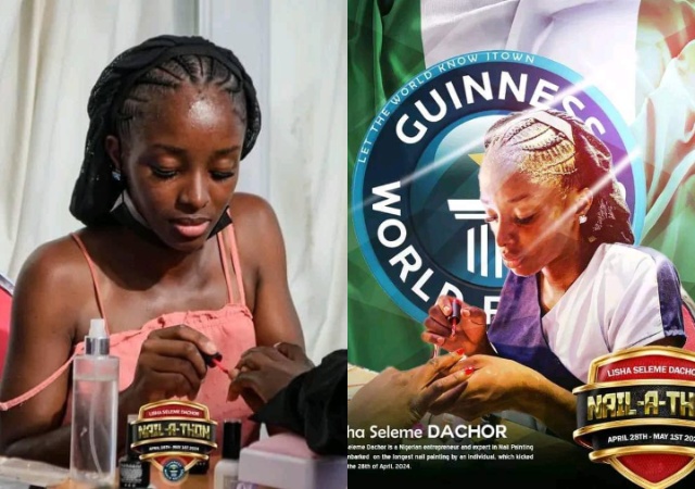 Nigerian Woman Paints Nails for Three Days to Break Guinness World Record