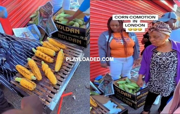 Nigerian Man Sells Roasted Corn in London (Video)