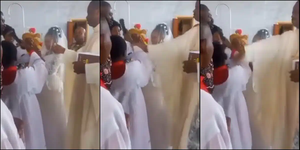 Moment Priest Gives Altar Boy ‘heavy’ Knock for Not Keeping Microphone Steady During Wedding