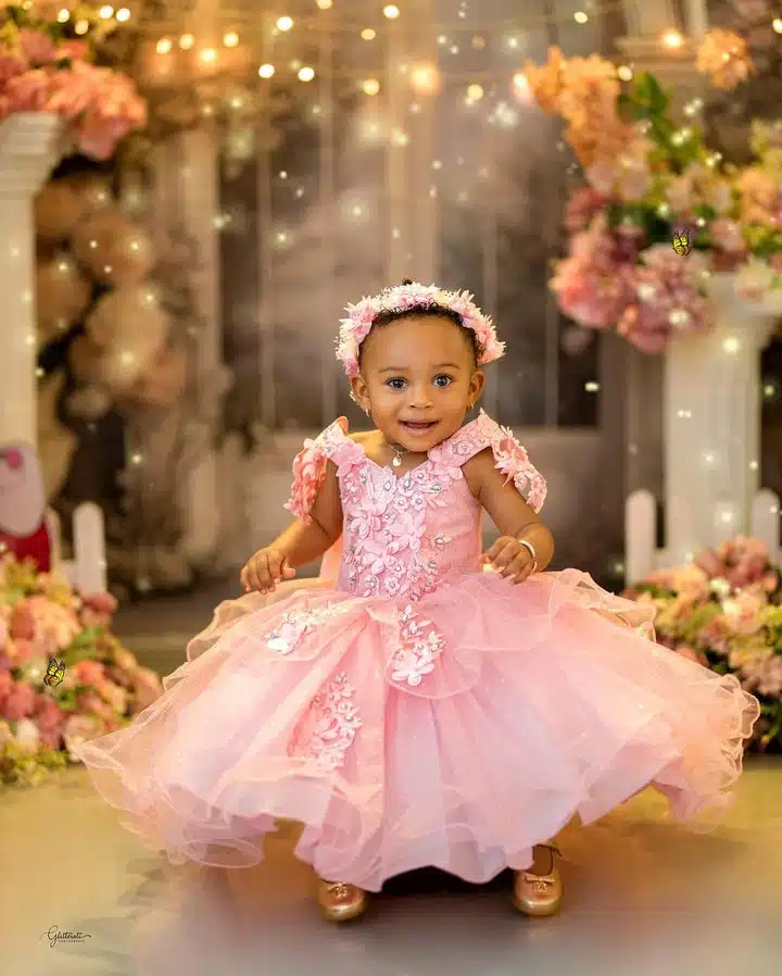 Olakunle Churchill and wife, Rosy unveil daughter's face on first birthday