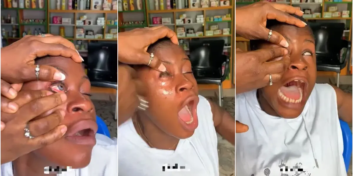 “Comot Am, I Don Blind O” – Lady Weeps After Using Contact Lenses for First Time